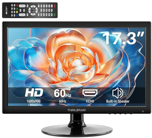 Thinlerain 17 Inch PC Monitor 1600x900 LED Display Computer Monitor with VGA/HDMI/USB, Build in Speaker, 5Ms, 60Hz, VESA, Black