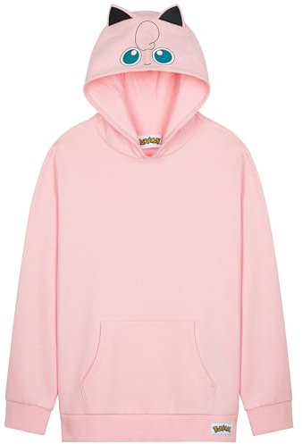 Pokémon Sweat à Capuche Garçon Ado, Pull Manga avec Poche Kangourou et Capuche, Pikachu Gengar Charizard Eevee, Cadeau Anime (7-8 Ans, Rose Jigglypuff)