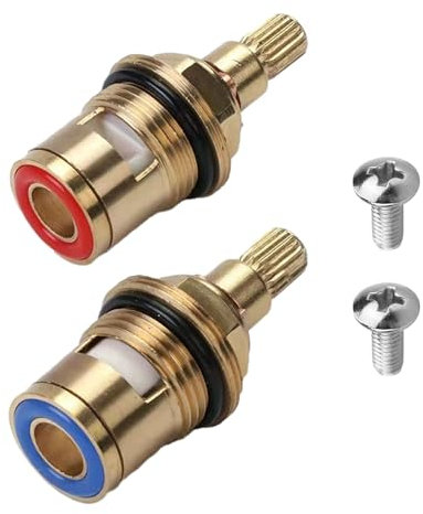 2PCS Brass Tap Valve Cartridge,for Kitchen and Bath,50mm Height SP3561 for Kitchen Shower Bathroom Taps,Faucets 1/2 Inch BSP Thread 20 Splines,Mixer Tap Cartridge Replacement for Bathroom Basin Faucet