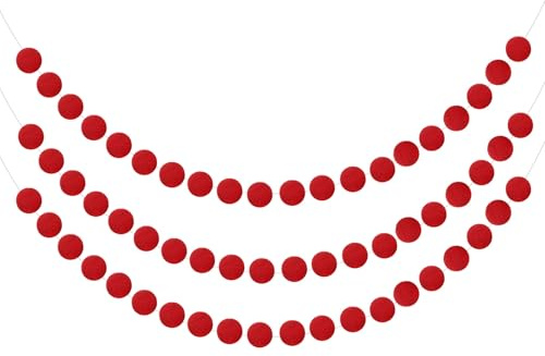 QUARKZMAN 3pcs Guirnalda De Pompones 6.6 Pies 20 Bolas Colorido Rojo | Guirnalda De Bolas De Fieltro, Para Decoración De Pared árbol De Navidad Banderín De Cumpleaños Decoraciones De Fiesta