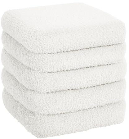 eSituro Sitzhocker mit Stauraum, faltbarer Hocker, Polsterhocker aus Teddystoff, Fußhocker Sitzwürfel Aufbewahrungshocker, für Wohnzimmer Schlafzimmer, Weiß