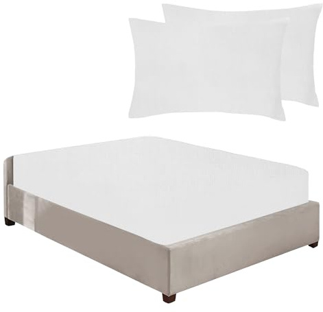 100% Brushed Cotton Flannelette 40CM/16 Extra Deep Fitted Sheets in 12 Colours (White, Super King + Pillowcase Pair)