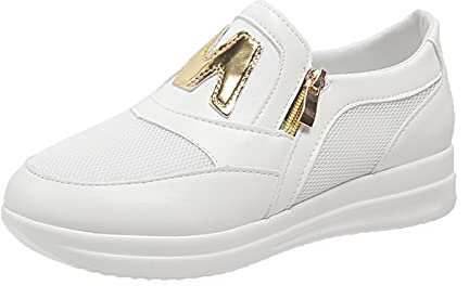 Generisch Artikel unter 5 Euro Schuhe Damen Sneaker einfarbig Mesh Panel seitlicher Reißverschluss Dicke Sohle lässige Sportschuhe rutschfeste Walking Laufschuhe Sneakers