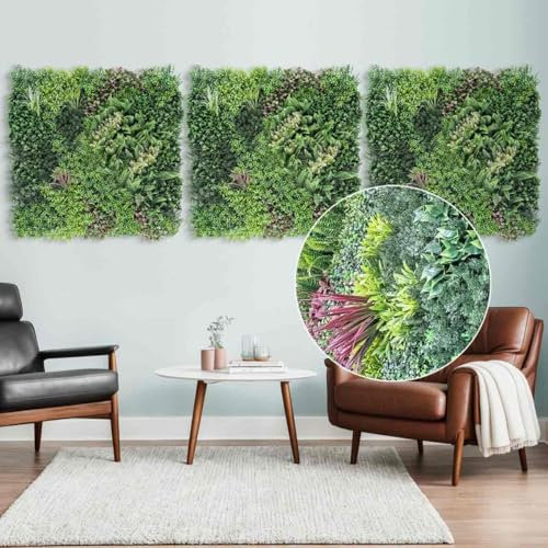 JELLE & JACOB Künstliche Pflanzenwand Indoor & Outdoor, Blumenwand Urban Jungle, 3X Element A 100x100 cm, pflegeleicht & langlebig - Wohlfühl-Atmosphäre, Kunstpflanzen Wand, Green Wall, Pflanzen Wand