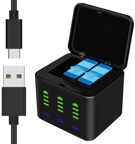 Caricabatteria doppio per Gopro Hero 12 11 10 9 batteria di ricarica Box Suit