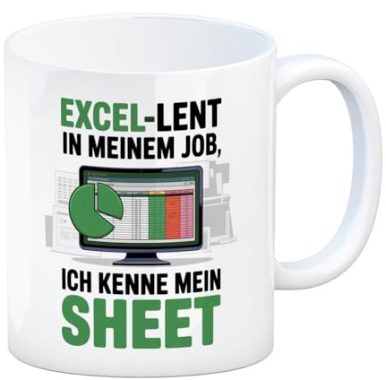 speecheese Kaffeebecher EXCEL-LENT in meinem Job Lustige Tasse | perfektes Bürogeschenk für Datenliebhaber