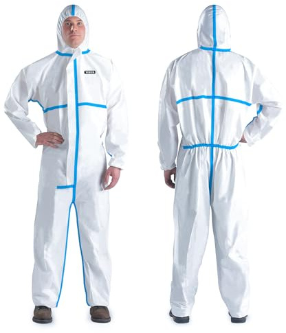 YIBER Hazmat Suit Disposable Coveralls | Full Body Protective Suits in 7 Sizes with Multiple Specifications & Heavy-duty PPSB Material & PE Film | Safe for Countless Applications