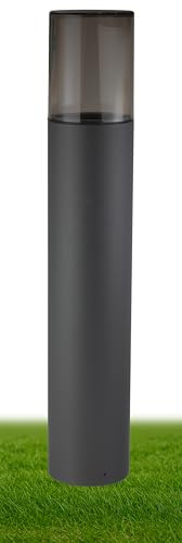 JungesLicht - Außenleuchte IP54, E27 Fassung, 50cm x 8,8cm, Rauchglas-Optik, Anthrazit, Aluminium, Moderne Wegeleuchte, Pollerleuchte 230Volt, Standleuchte, nur LED geeignet, (Lieferung ohne LED)
