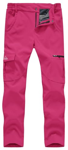 donhobo Pantalon d'hiver doublé pour femme - Coupe-vent - Imperméable - Respirant - Chaud - Softshell - Pour l'extérieur, le trekking, la randonnée, le ski - Pantalon fonctionnel de montagne (rose