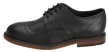 NEXT Jungen Weite Passform (G) Leder-Brogues zum Schnüren, Weite Passform Schwarz 37