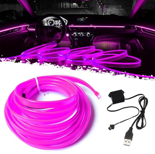 Dazeuris Auto LED Innenraumbeleuchtung Flexible Kaltlicht Streifen 5M Autos Zubehör Schneidbar 360° Ambientebeleuchtung mit USB Steckersteuerung Für Turning Deko Party Camping Atmosphäre (Violett)