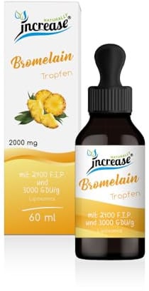 Liposomale Bromelain Tropfen hochdosiert - (60.000mg Bromelain pro Packung) 2000mg Bromelain pro Tagesdosis mit 2400 F.I.P. und 3000 GDU/g -MCT Öl -Hohe Bioverfügbarkeit