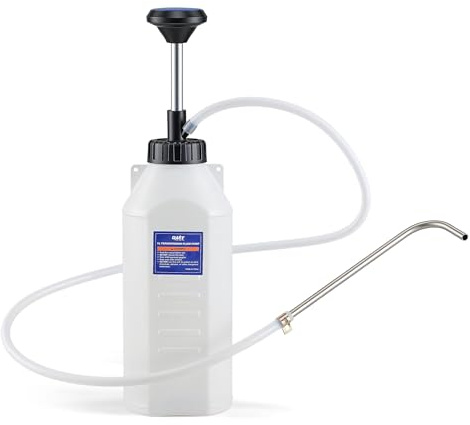 Orion Motor Tech 1L Mehrzweck-Umfüllpumpe, Getriebeölpumpe manuell für Motoröl und Getriebeöl, Handpumpe mit 100 cm Silikonschlauch und Haken-Düse zum Einfüllen