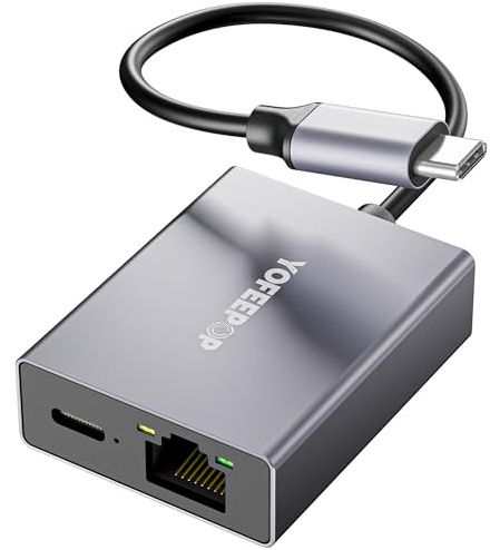 YOFEEPOP 2-in-1 USB-C-auf-Ethernet-Adapter, Ethernet-Gigabit-Adapter mit PD100W-Ladeanschluss, 1000 Mbps, RJ45 LAN-Ethernet auf USB, kompatibel mit iPhone 15/16/17, MacBook Pro/Air, iPad Pro, Mac