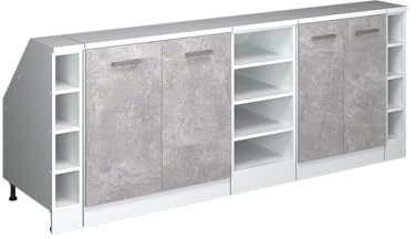 Vicco Küchenschrank für Dachschrägen R-Line, Beton, 210 cm 5er Set Schrankkorpuss 60 cm Tiefe, geeignet für schräge Wände und Variable Küchenmontage