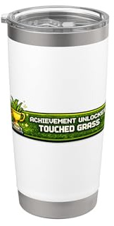 Erfolg freigeschaltet: Touched Grass Pixel Gamer Doppelwandiger Edelstahl-Thermobecher
