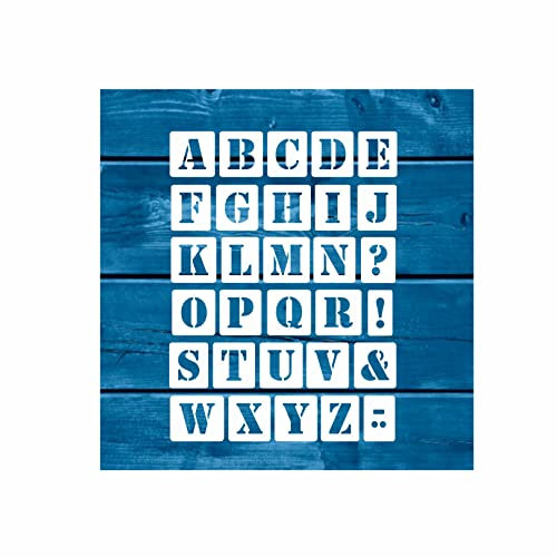 Buchstabenschablone Nr.05 | 1 Satz Buchstaben 2cm hoch | A-Z + 4 Sonderzeichen | 30 einzelne Schablonen | Stencil | Wandschablone