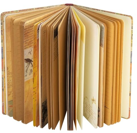 SallyFashion Tagebuch im europäischen Vintage-Stil, Kraftpapier, farbige Illustrationen, Reisebroschüren, Handbuch, 2 Stück middle 2Pack Vintage European Diary