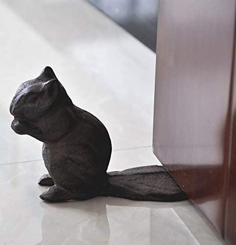 Chezmax Door Stopper, Cast Iron Security Door Stop Gate Wedge Door Holder, Decorative Vintage Heavy Duty Solid Door Stopper, Rustic Floors Decor for Home Patio Bar Office Bedroom, Squirrel Shape