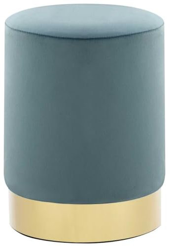 vidaXL Tabouret Repose-Pied de Salon Pouf de Salon Repose-Pied de Couloir Pouf de Chambre à Coucher Intérieur Maison Bleu Clair et Doré Velours 28 x 36 cm