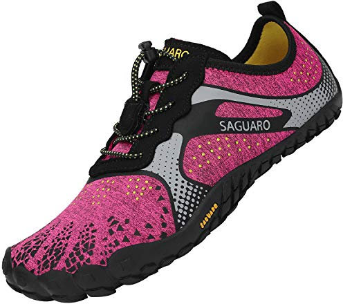 SAGUARO Homme Femme Barefoot Shoes Chaussures Minimalistes Chaussures de Trail Pieds Nus pour Fitness Randonnée HM Rose,GR.38