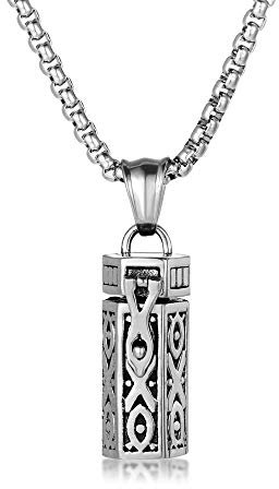 PAMTIER Stainless Steel Pendant Perfume Bottle Unisex Vintage Necklace Gift Anniversary