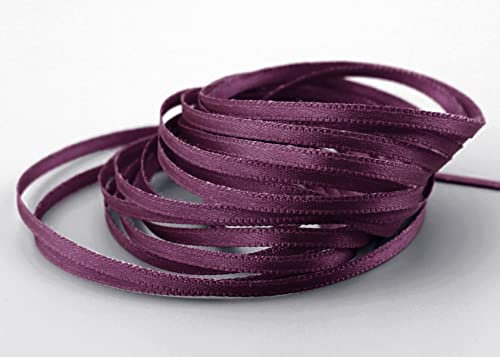 finemark 50 m x 3 mm Satinband Pflaume Lila (118) doppelseitiges Schleifenband aus Satin ohne Draht weich und glänzend Geschenkband Deko Band Double face Dekoband Dekorieren Kordel Basteln