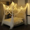 Mengersi Betthimmel mit Lichtern für Doppelbett, Queen-Size-Bett, 4 Eckpfosten, Betthimmel für Bett, Himmel, Bettvorhänge, elegantes Schlafzimmer-Dekorationszubehör (weiß + Lichter)