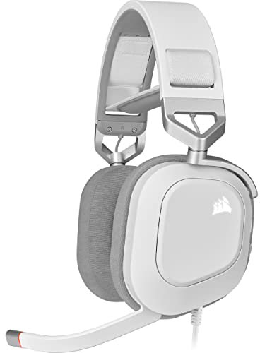 Corsair HS80 RGB USB Premium Gaming Headset with Dolby Audio 7.1 Surround Sound (Broadcast-Grade Omni-Directional Microphone, Memory Foam Earpads, High-Fidelity Sound, Durable Construction) White