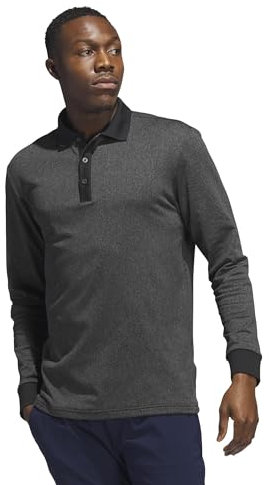 Adidas Men's Essentials Long Sleeve Golf Polo Shirt, Black, S