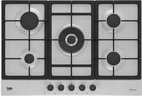 HiAW75225S - Placa de gas empotrada de 5 fuegos (Wok) de 75 cm de ancho