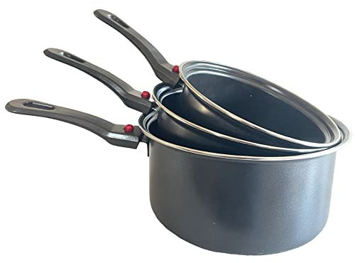 cozydiscount (Formule Economique) - Lot de 3 Casseroles Métal Antiadhésives - 20/18/16cm
