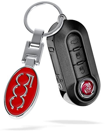 OYDDL Universal Auto Kohlefaser Schlüsselanhänger Cover Logo Passend Kompatibel mit 500 500e 500c 500l 500x Zubehör (Rot)