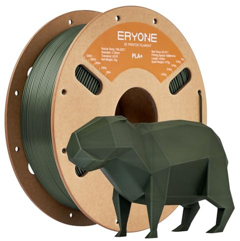 ERYONE PLA Plus (PLA+) Filament, 1,75 mm 3D-Drucker-Filament, professionelle Maßgenauigkeit +/- 0,03 mm, 1 kg (2,2 lbs)/Spule, Army grün