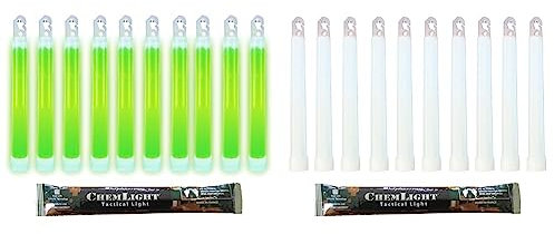 Cyalume Technologies Leuchtstab 15 cm, Original Militärische ChemLight Lightsticks In Grün (10-er Pack) & Technologies Leuchtstab 15 cm, Original Militärische ChemLight Lightsticks In Weiß