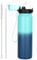 OLDLEY Stainless Steel Water Bottle with Straw 1L Vaccum Insulated Large Drink Flask Metal Water Bottles 1 Litre Leakproof Keep Drinks Hot Cold for Bike Sports Gym Adult Women Men(Green Blue, 1 Lid)
