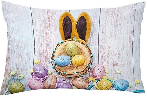 Ostereier auf Holznest, 1 Stück, weicher Samt-Kissenbezug, modern, dekorativ, doppelseitig, Queen-Size-Bett, 50,8 x 76,2 cm