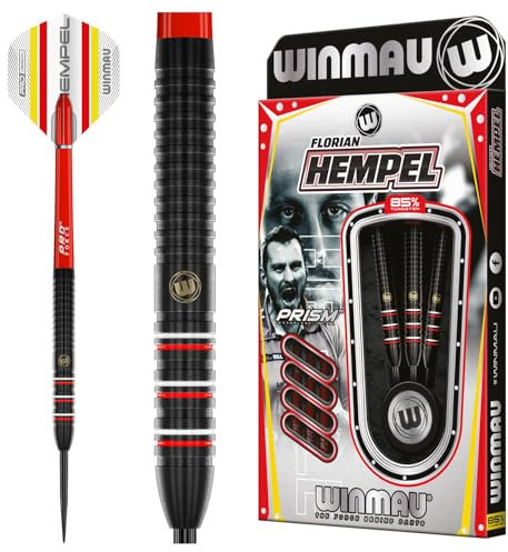 WINMAU Darts -Florian Hempel 85% Pro-Series 24g Professional Dart-Set mit Dart-Flüge und Dart-Schäften