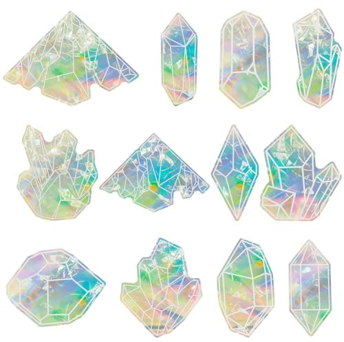 GORGECRAFT 12Stk PVC-Diamant-Fensteraufkleber Diamant-wasserdichte Laser-Fensteraufkleber Statische Anti-Kollisions-Fensteraufkleber Statische Klare ab-Transparente Glasaufkleber Regenbogen-Aufkleber