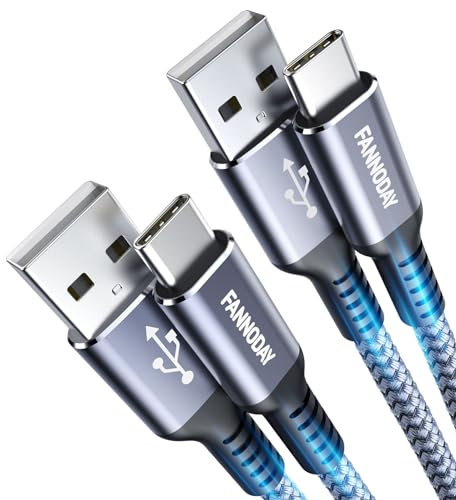 Fannoday USB C Kabel, [2Stück 0.6M] USB A auf C Kabel Nylon Geflochtenes Schnellladekabel Typ C Ladekabel für iPhone 16/15 Serie für Galaxy S24/S23 Android Auto usw-Rot