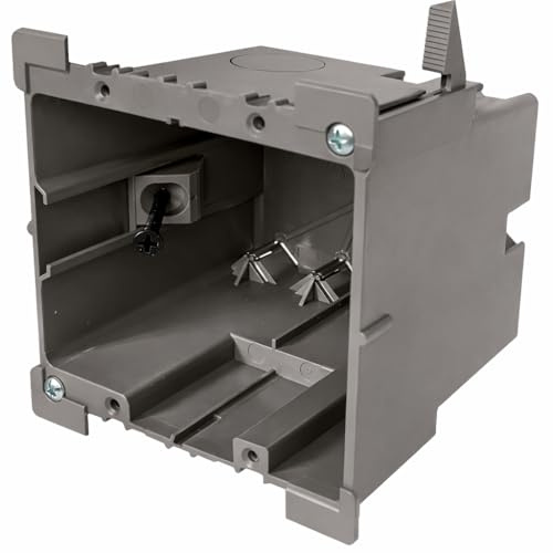 SmarToggle Two Gang Retrofit Wall Box – Old Work Electrical Box for Stud or No-Stud Mount | 1-1/2 Toggle Depth | Smart Device, Switch, or Outlet Dual Mount PC Wall Box