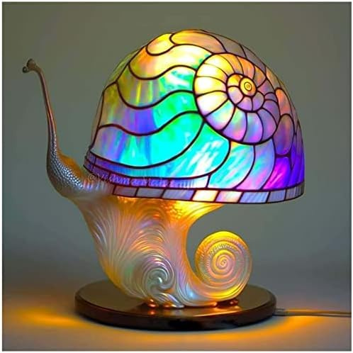 Stained Glass Plant Series Table Lamp, Vintage Table Lamp Decorative Bedside Lamp, Painting Glass Mushroom Table Lamp Show You A Dreamy Atmosphere,D,Serene16