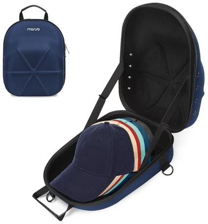 MOSISO Harte Tragen Hut Reiseetui für Baseballkappen, Mittel Hat Organizer Aufbewahrungs Tasche für 5-6 mit Schultergurt, Kappen Trägerhut Halter Schützt für Reisen & Hause Lagerung,Marineblau