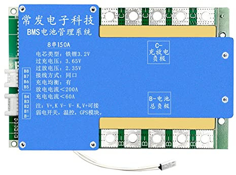 Lisher 8S 24V Lithium Iron Phosphate Battery Protection Card with Temperature Control Protection Card (150A)