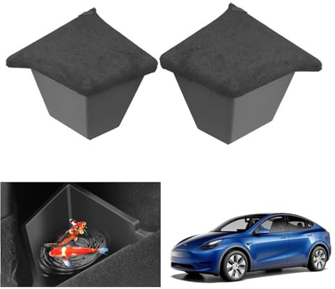 GAFAT Tesla Model Y Juniper 2025 2026/2021-2024 Kofferraum Organizer, TPE Kofferraum Aufbewahrungsbox Ablage für Tesla Model Y 2025, mit Beflockung Deckel, Model Y Juniper Zubehör [2 Stück]