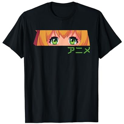 Japanische ästhetische Brille Mädchen Osaka Love Kanji Anime Augen T-Shirt