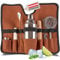 Cocktail-Shaker-Set [inklusive Tasche & Rezeptkarten] – 7-teiliges Premium-Set mit Holzstößel, Eiszange, Sieb & mehr – Barzubehör, Barkeeper-Set | Platzsparendes Design für Zuhause und unterwegs