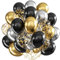 Luftballons Schwarz Gold Silber, 60 Stück 12 Zoll Schwarz Latex Luftballons Metallic Gold Silber Luftballons mit Konfetti Party Ballons, Party Dekoration Luftballon für Geburtstag Hochzeit Babyparty