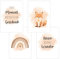 4er Set Baby DIN A3 Bilder mit Fuchs, Regenbogen und Sprüchen, Poster mit Tiermotiv für Babyzimmer, 200g/m² Papier, Kinderzimmer Wanddeko, für Bilderrahmen, Dekoration für Jungen & Mädchen, Beige
