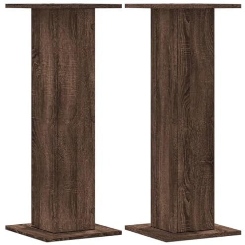 vidaXL Supports de Haut-parleurs 2 pcs chêne Marron Bois d'ingénierie, Support d'enceinte, Support d'enceinte de Bureau, Support d'enceinte HiFi